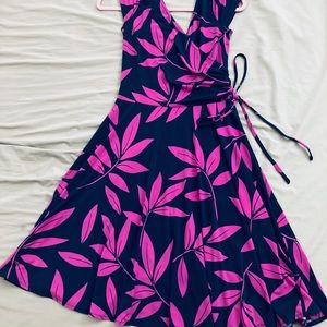 MAGGY LONDON Petite Print Jersey Faux Wrap Dress